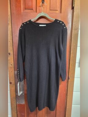 Black Stud-Accent Knit Dress - Women's